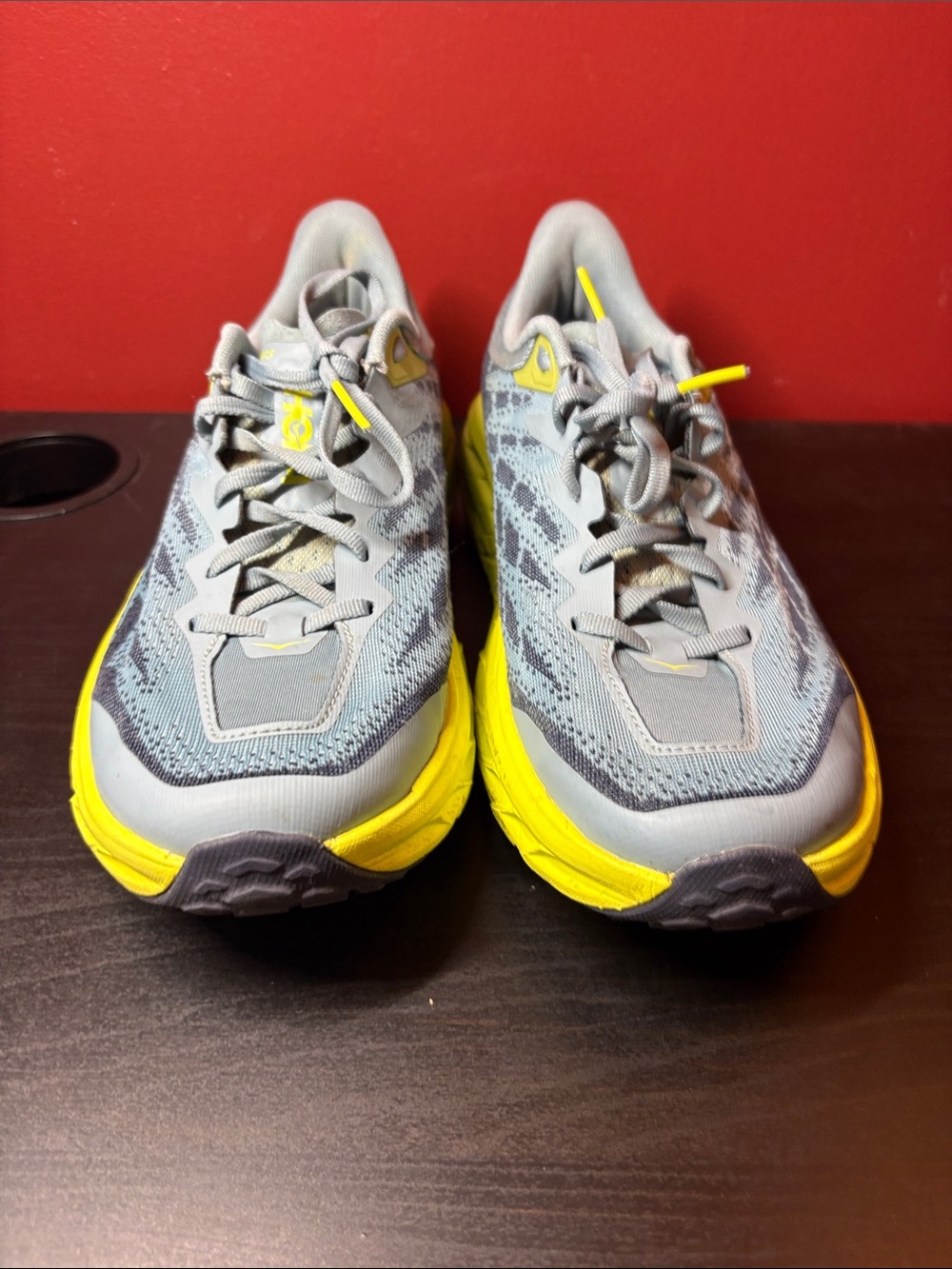 Hoka Men's Gray and Yellow Athletic Running Shoes